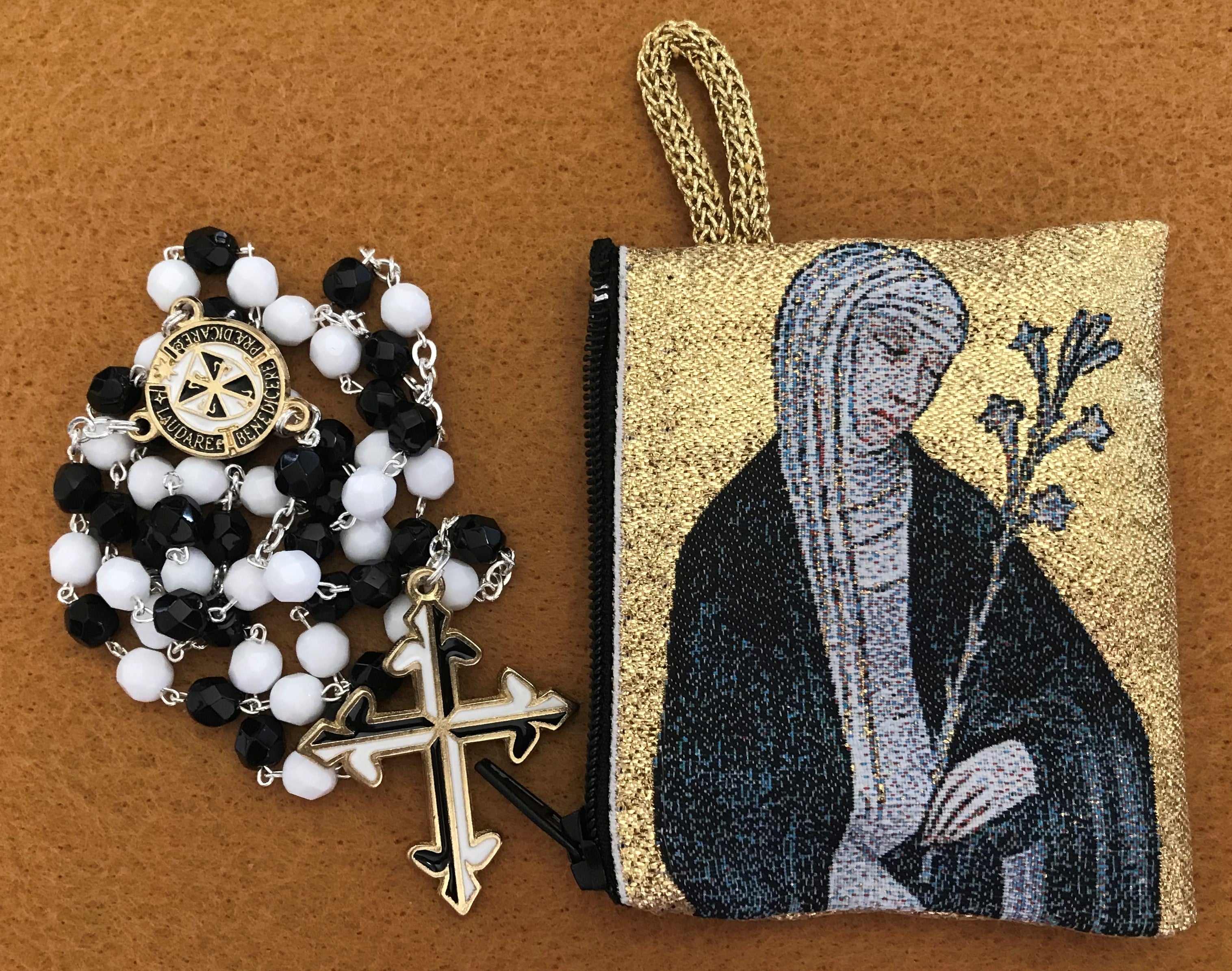 Rosary Dominican Black White