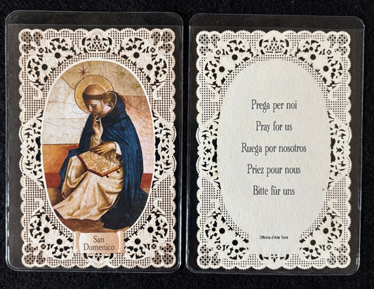 Holy Card: Lace border St. Dominic