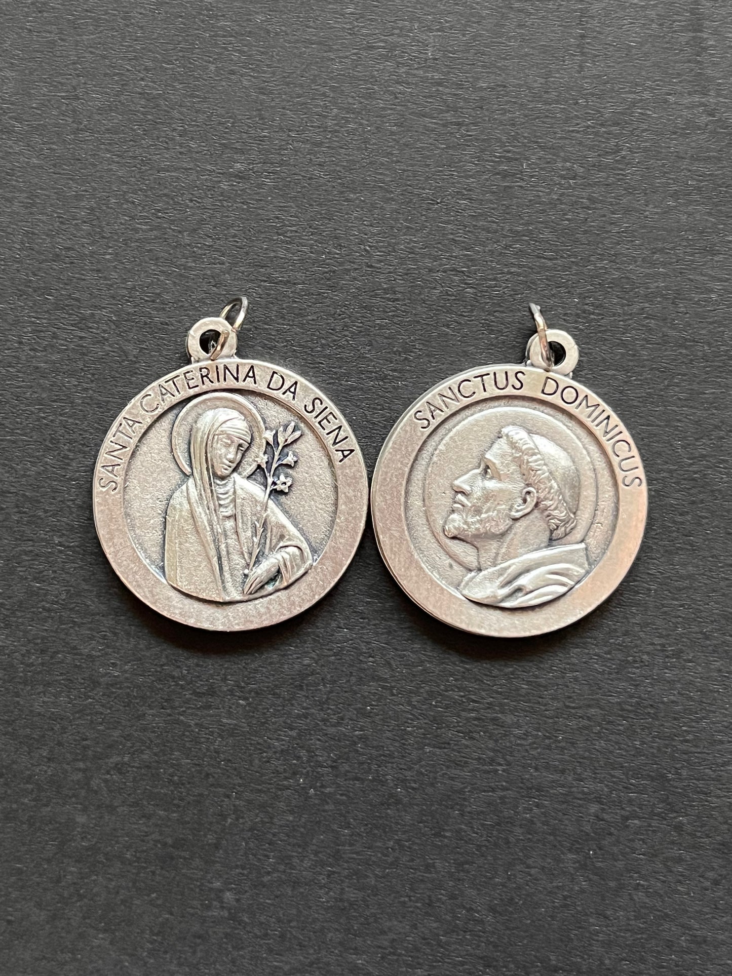 Brushed Metal St Dominic & St Catherine Medal Large
