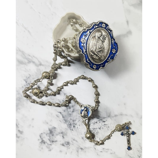 Rosary: Silver-Blue Medal Case, Silver Rosary