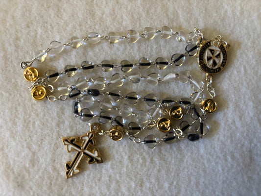 Rosary Crystal Striped Gold O.F.