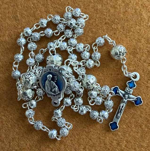 Rosary: Silver-Blue Medal Case, Silver Rosary