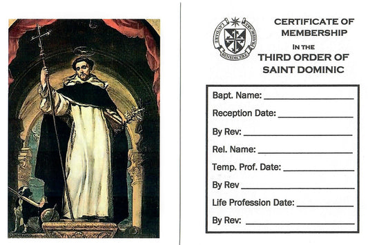 Membership card for Dominican Laity