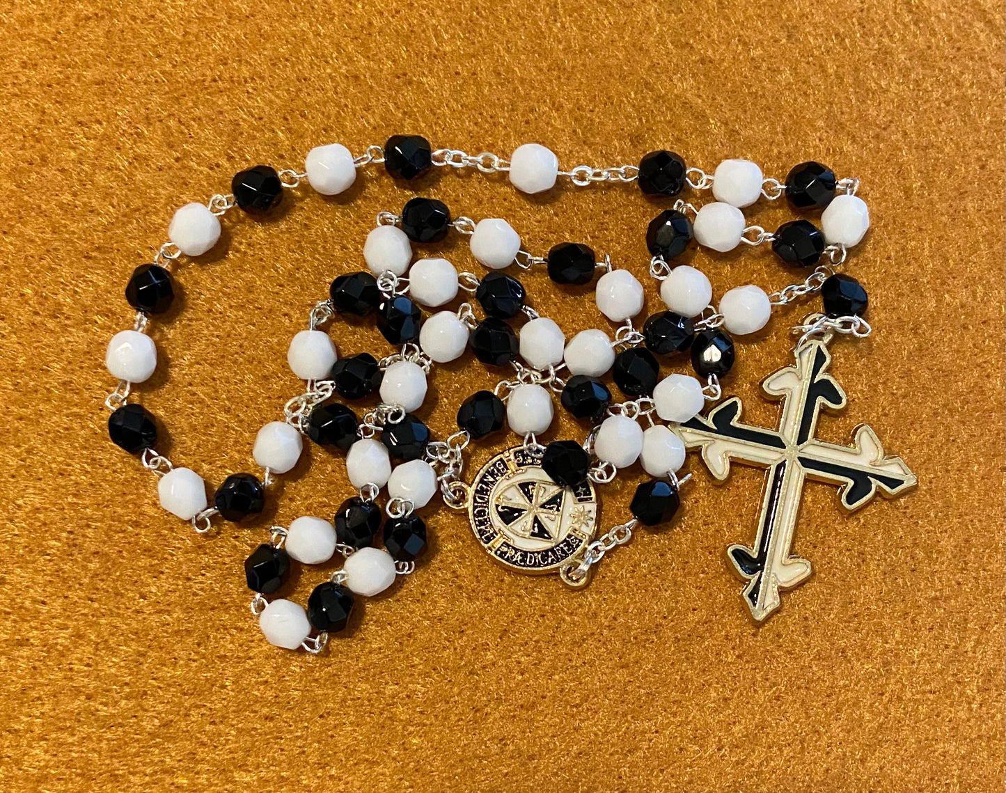Rosary with Dom crucifix and logo